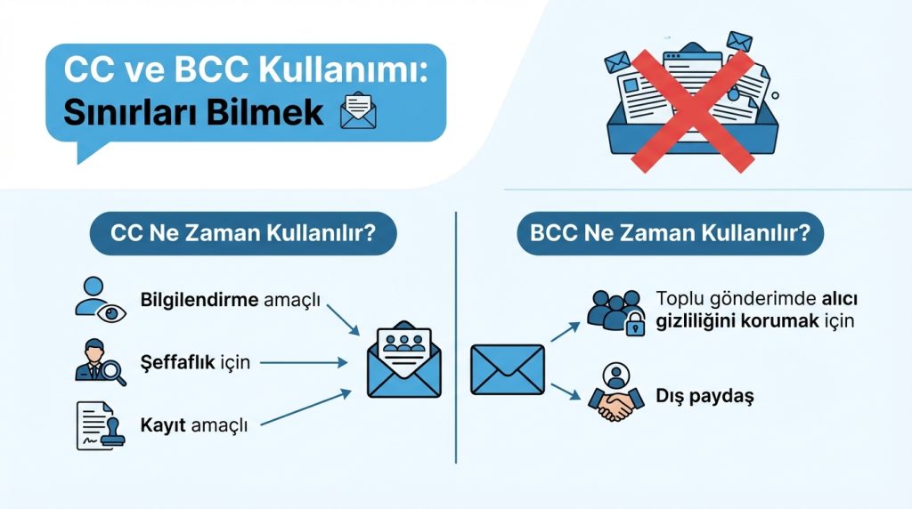 Outlook’ta E-posta Görgü Kuralları Netiket Rehberi 3 CC ve BCC Kullanımı: Sınırları Bilmek