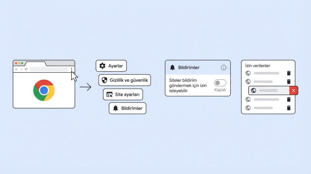 Reklam ve öneri bildirimlerini kapatma stratejisi 3 Chrome Tarayıcıda Bildirim Ayarları