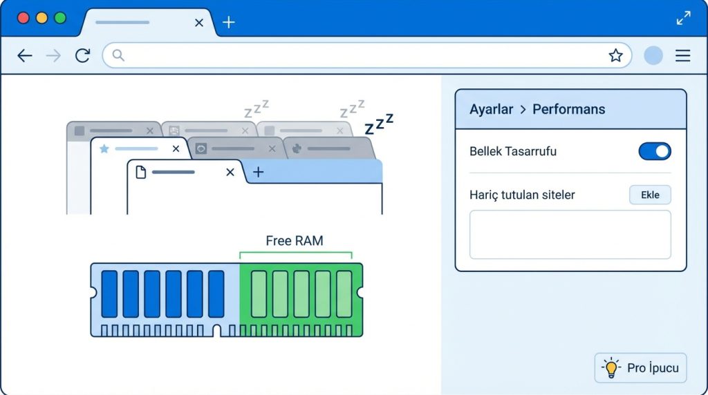 Sekme yönetimi: Tarayıcıyı yavaşlatmadan 50+ sekme nasıl kullanılır? 2 Chrome'da Memory Saver Özelliği