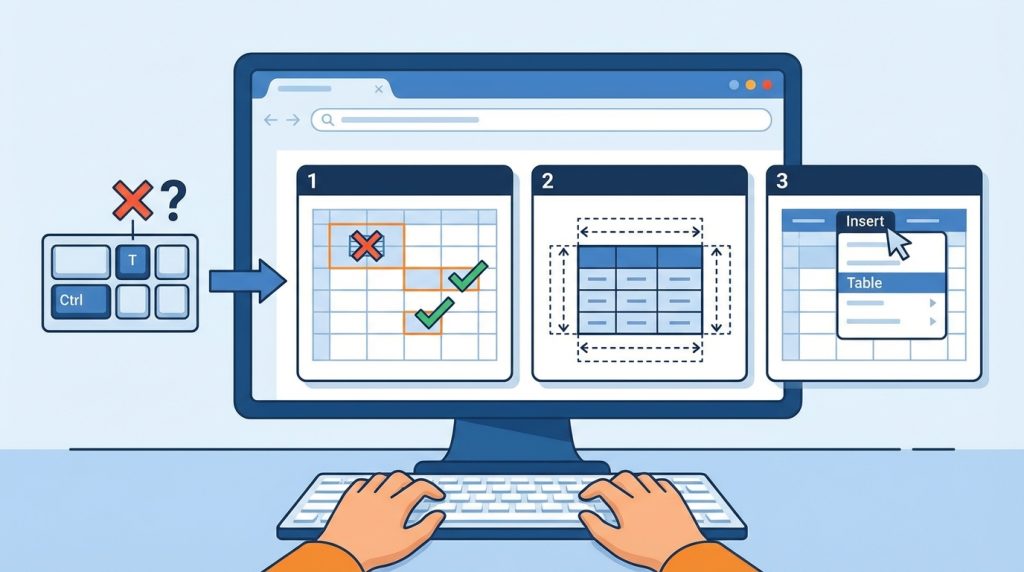 Excel Tablo (Ctrl+T) Nedir? Neden Normal Aralıktan Daha İyi? 5 Ctrl+T çalışmıyorsa ne yapmalıyım?
