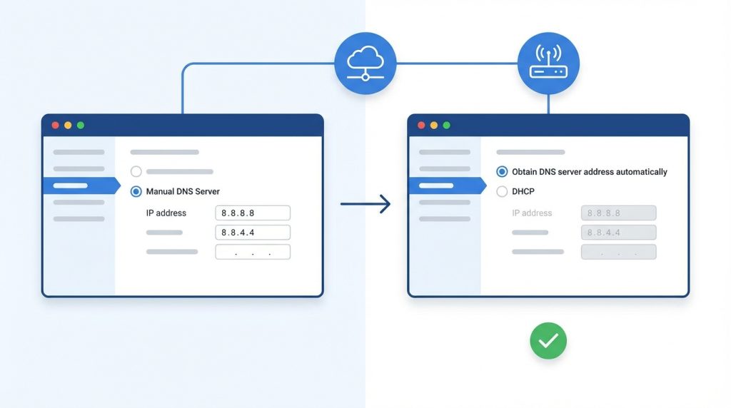 DNS değiştirdikten sonra eski haline nasıl dönerim?