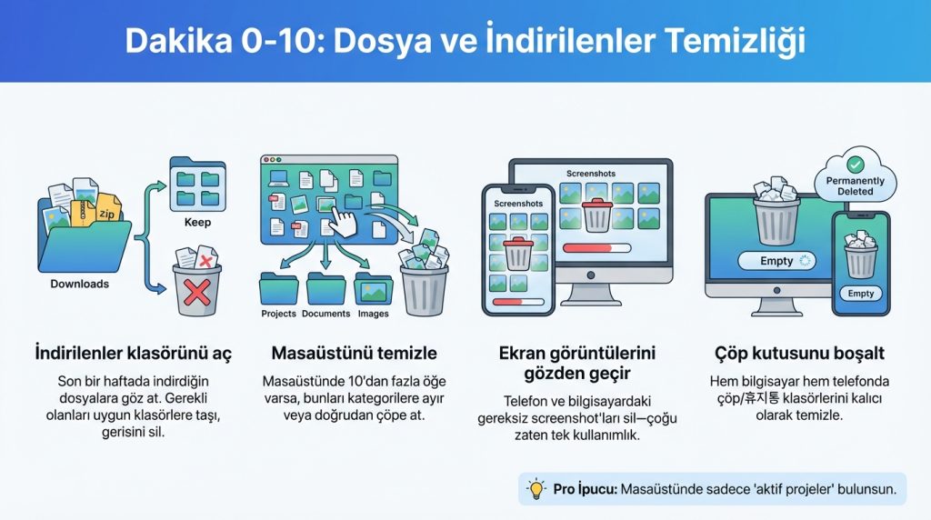 Dakika 0-10: Dosya ve İndirilenler Temizliği