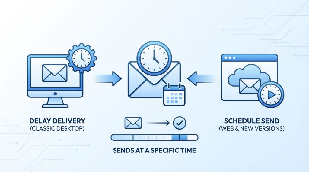 Delay Delivery ile Schedule Send aynı şey mi?