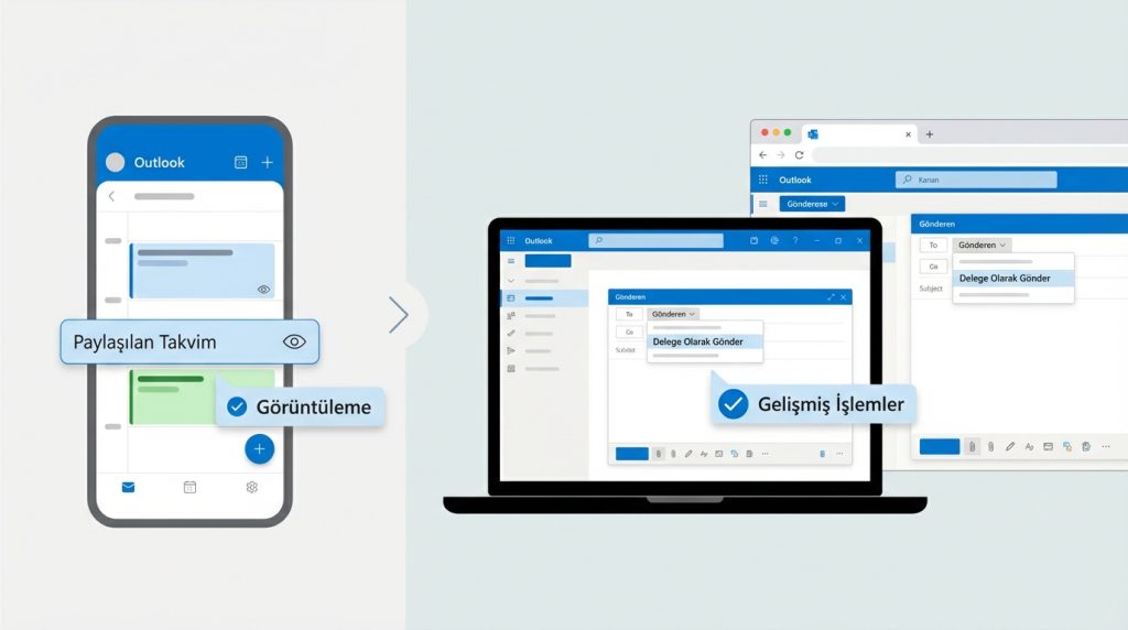 Delege erişimi mobil Outlook'ta çalışır mı?