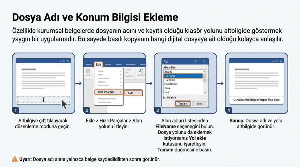 Dosya Adı ve Konum Bilgisi Ekleme