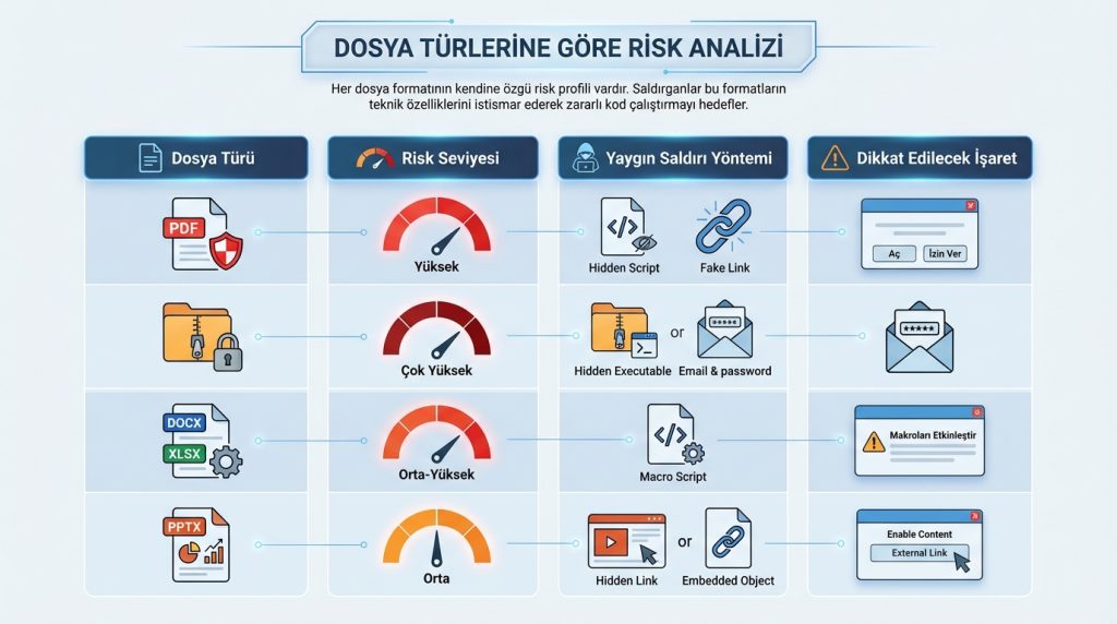 Şüpheli ek dosyalar: PDF, ZIP, Office dosyalarında güvenli yaklaşım 2 Dosya Türlerine Göre Risk Analizi