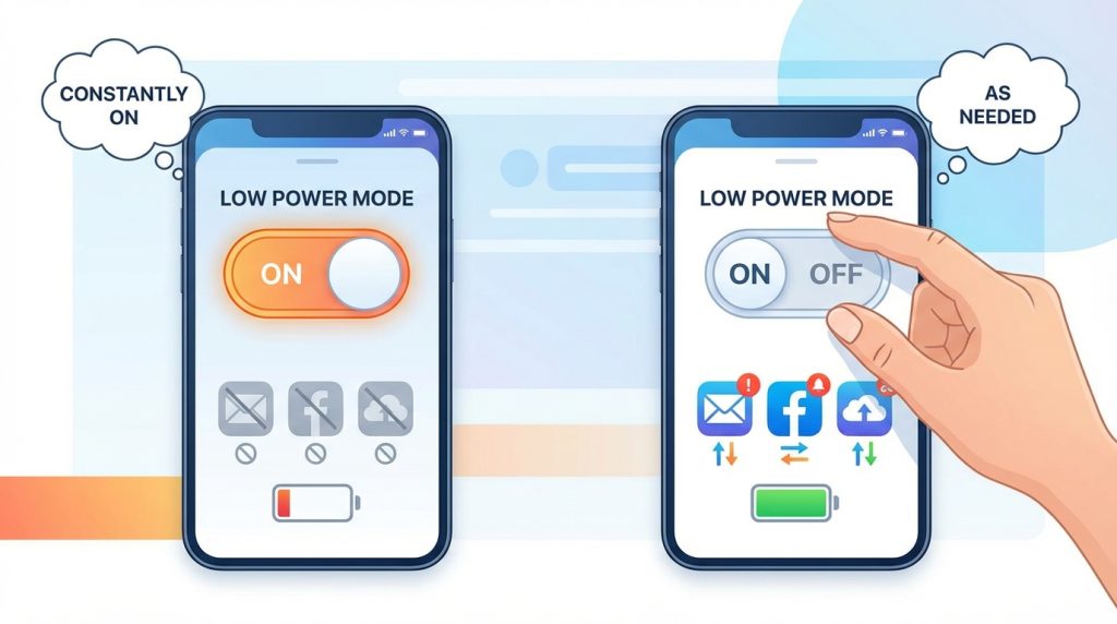 iPhone’da Düşük Güç Modu Ne Zaman Kullanılmalı? 4 Düşük Güç Modu'nu sürekli açık tutmak mantıklı mı?