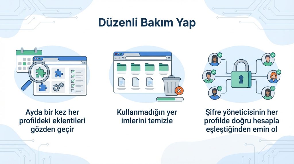 Tarayıcı profili nedir? İş/kişisel kullanım ayrımı nasıl yapılır? 4 Düzenli Bakım Yap