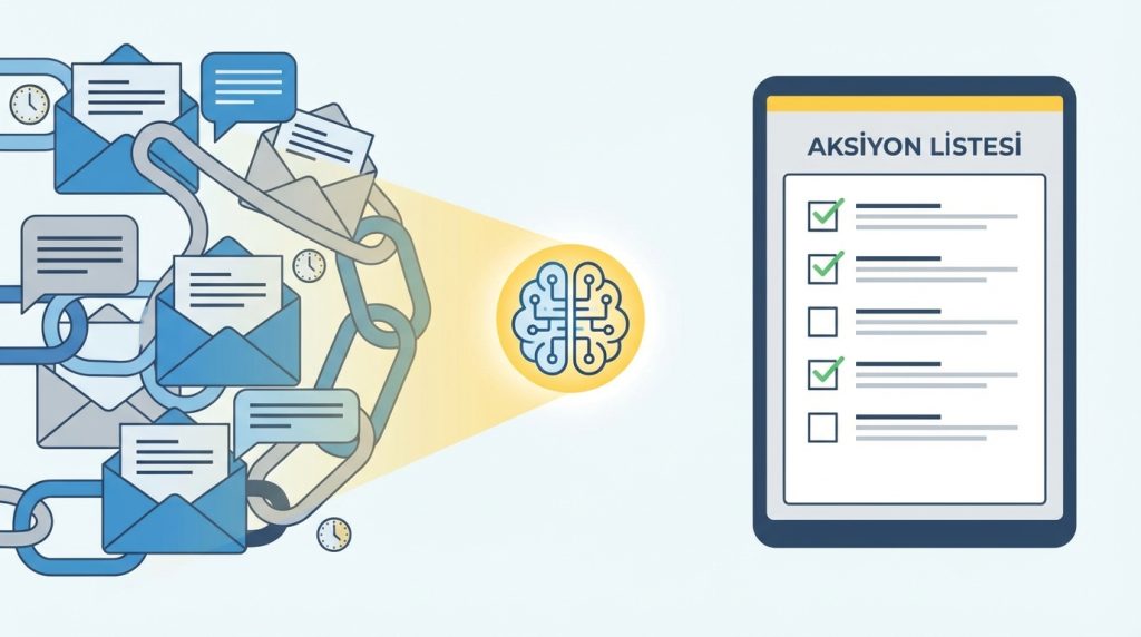 Uzun metinden eylem planı çıkaran AI ajanı workflow 2 E-posta Zincirlerinden Aksiyon Listesi