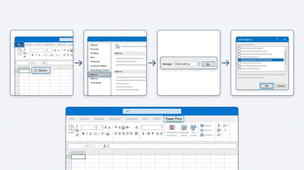 Excel Power Pivot Nedir? Veri Modeli ile Daha Güçlü Analiz Mantığı 4 Eklentiyi Etkinleştirme