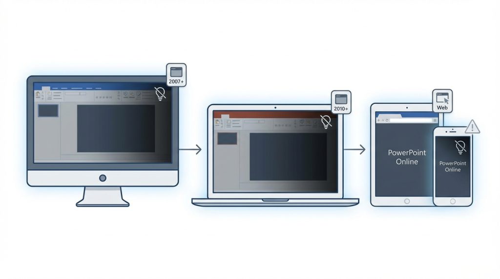 Ekran karartma özelliği tüm PowerPoint sürümlerinde var mı?