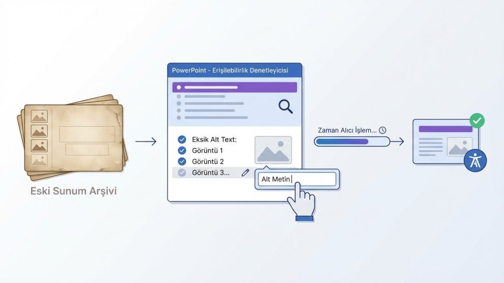 Eski sunumlarımdaki görsellere nasıl toplu alt text eklerim?
