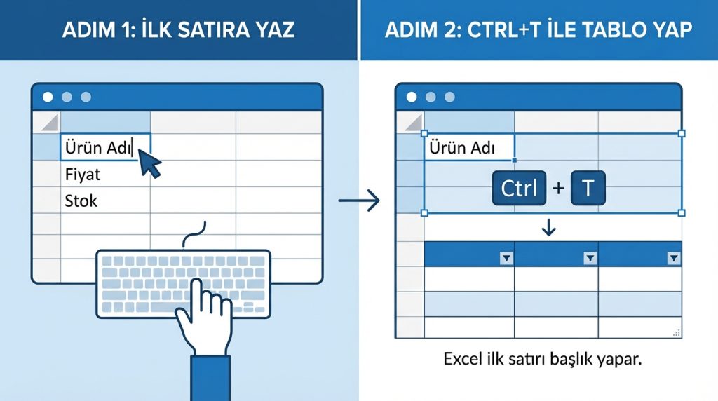 Excel’de Sütun Başlıkları Neden Önemli? 4 Excel'de sütun başlığı nasıl eklenir?
