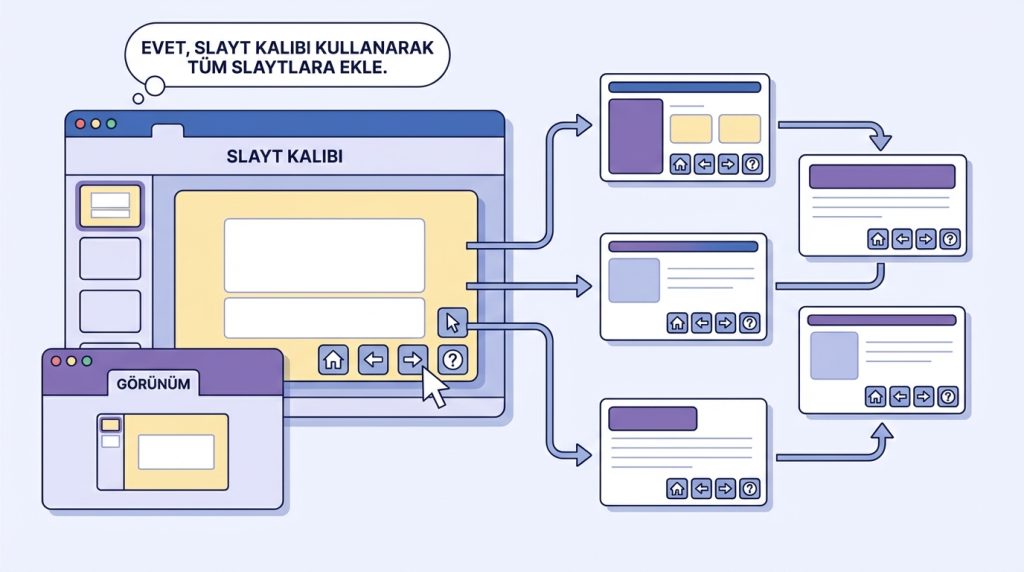 Eylem düğmelerini tüm slaytlara aynı anda ekleyebilir miyim?
