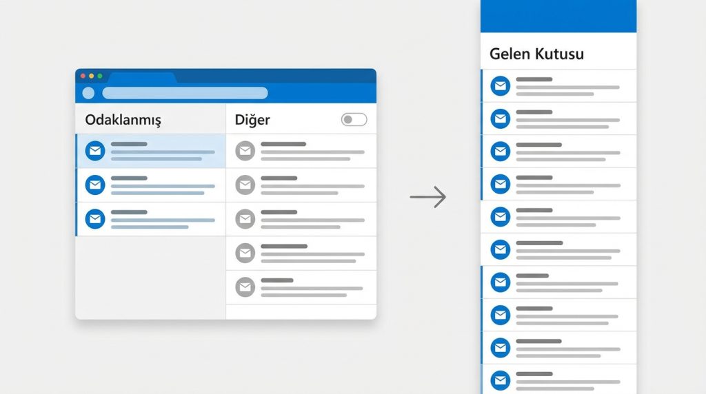 Focused Inbox'ı kapatsam e-postalarım kaybolur mu?