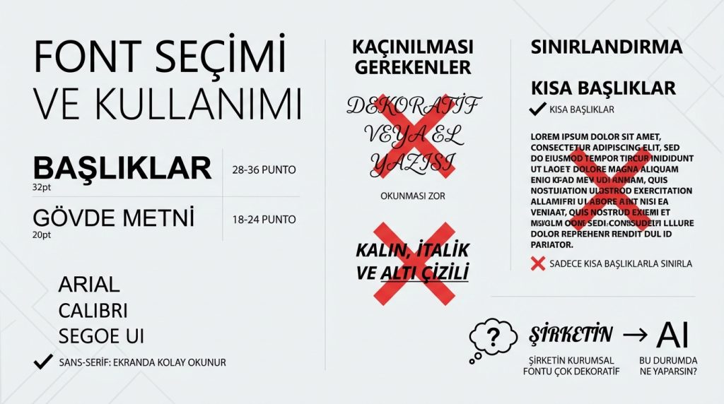 PowerPoint’te Sunumda Gereksiz Kalabalığı Azaltma Yöntemleri 4 Font Seçimi ve Kullanımı