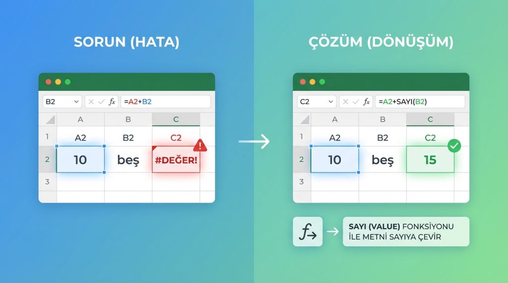 Formülüm #DEĞER! hatası veriyor, ne yapmalıyım?