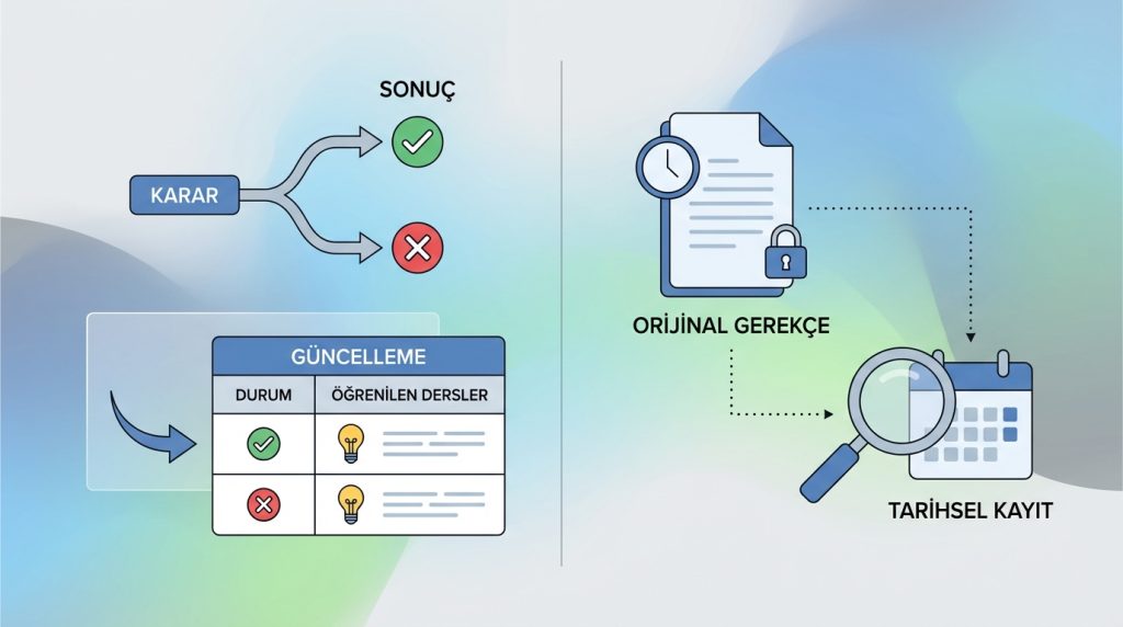 Yapay Zekâ ile Metinden Karar Günlüğü Decision Log Oluşturma 5 Geçmiş kararları güncellemek gerekir mi?
