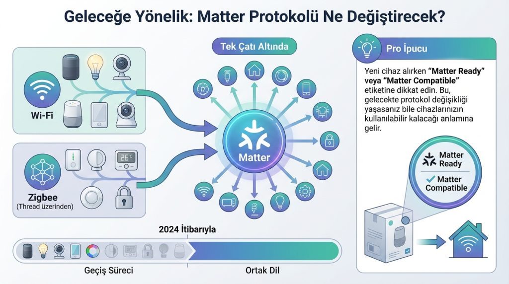 Akıllı ampul seçimi: Wi-Fi mi Zigbee mi? 2 Geleceğe Yönelik: Matter Protokolü Ne Değiştirecek?
