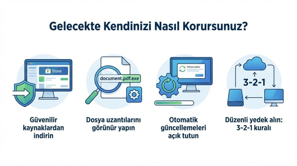 Zararlı dosya indirdim: Panik yapmadan izlenecek yol 4 Gelecekte Kendinizi Nasıl Korursunuz?