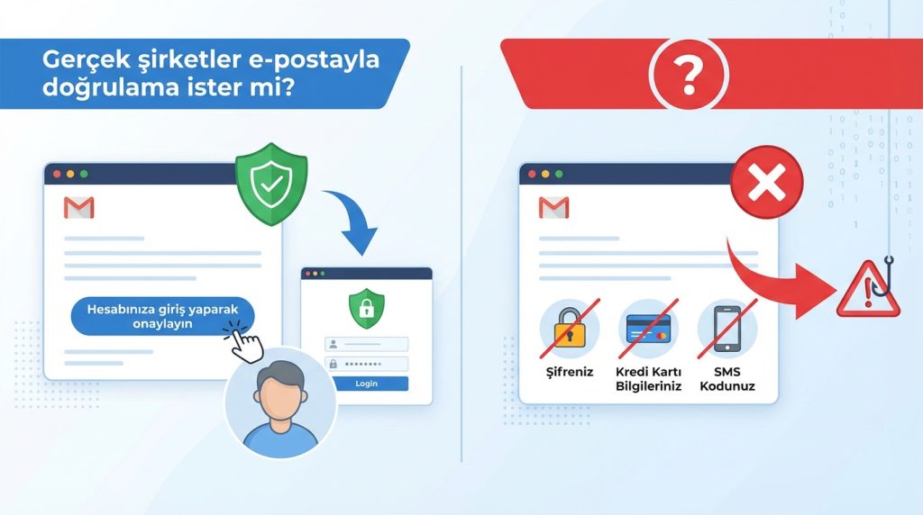 Hesap doğrulama isteyen sahte e-postalar: Güvenli yanıt şablonu 4 Gerçek şirketler e-postayla doğrulama ister mi?