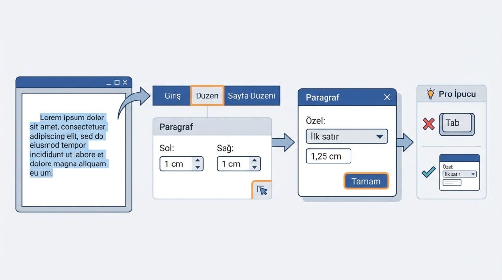 Girinti Ayarlama Adımları