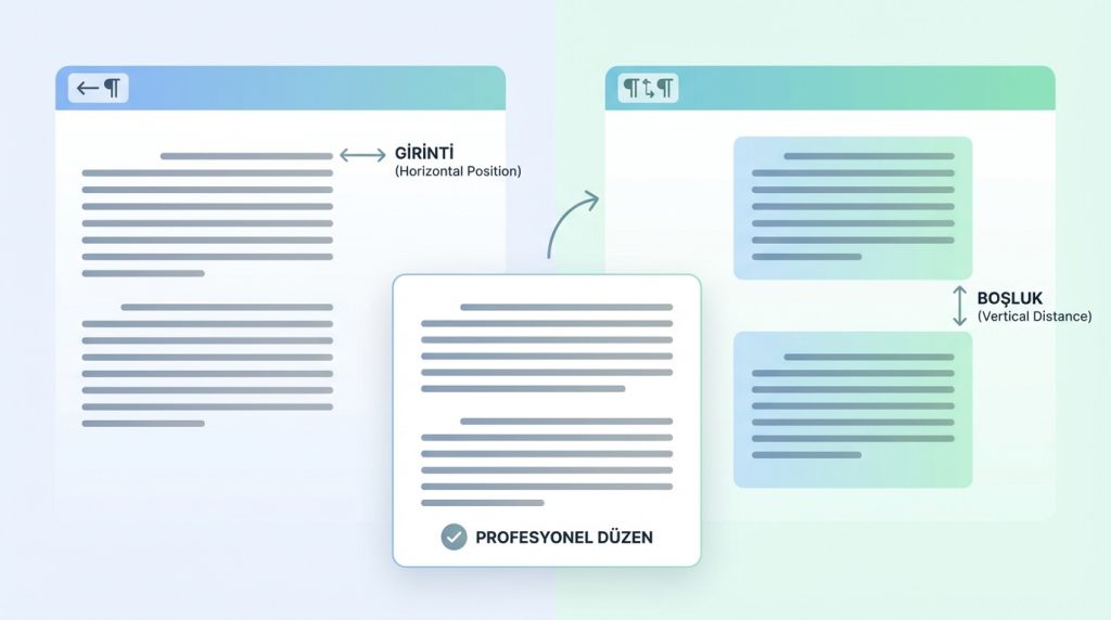 Girinti ve boşluk arasındaki fark nedir?