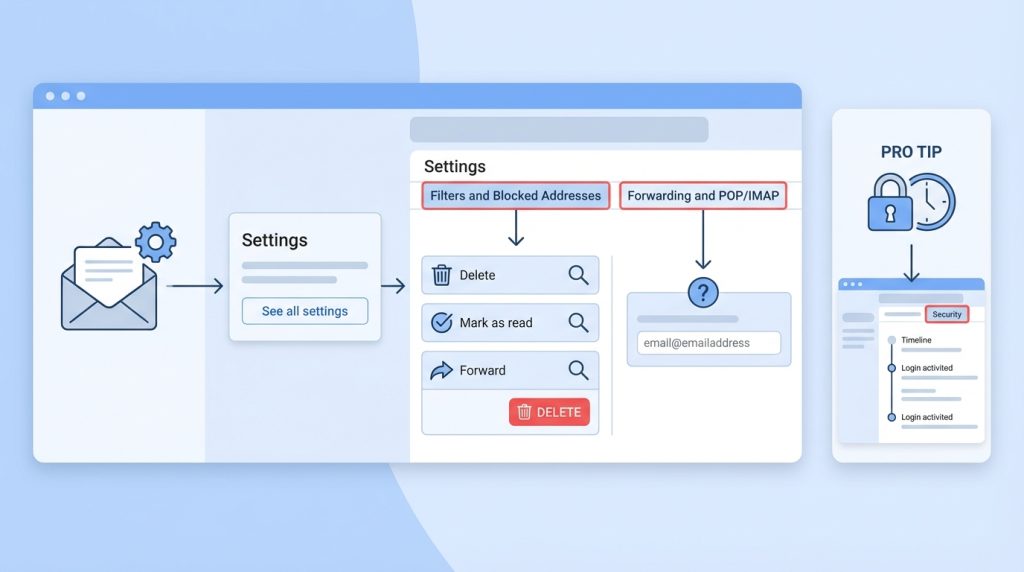 E-posta filtre/kurallarında şüpheli değişiklik nasıl anlaşılır? 2 Gmail için Kural Kontrolü