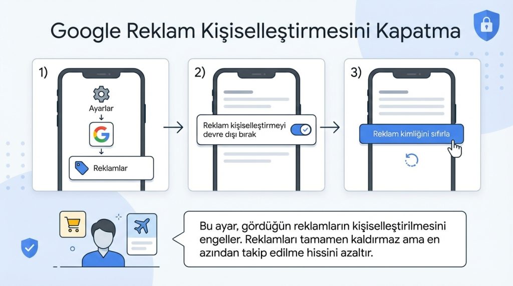 Reklam ve öneri bildirimlerini kapatma stratejisi 2 Google Reklam Kişiselleştirmesini Kapatma