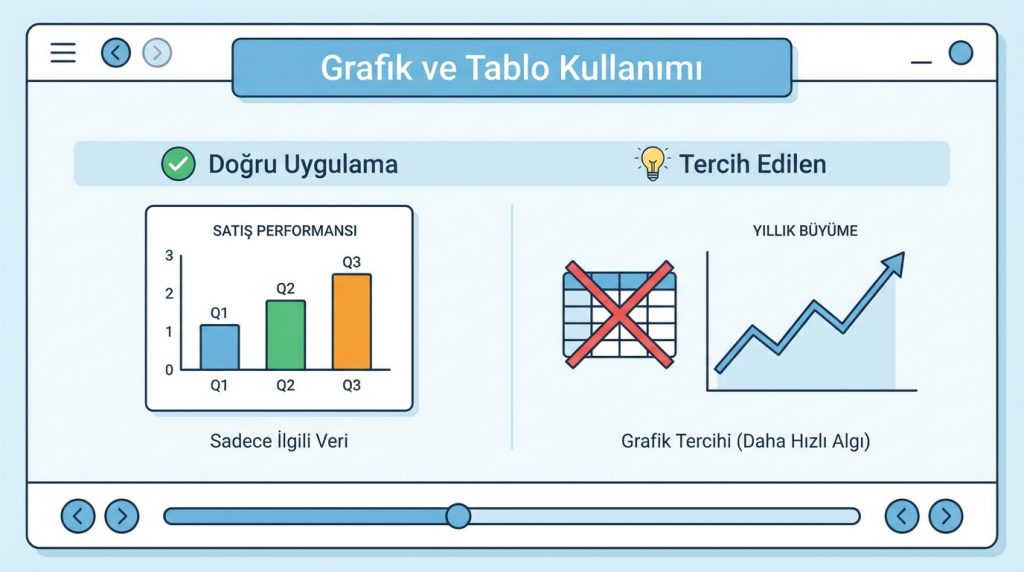 PowerPoint’te Sunumda Gereksiz Kalabalığı Azaltma Yöntemleri 3 Grafik ve Tablo Kullanımı