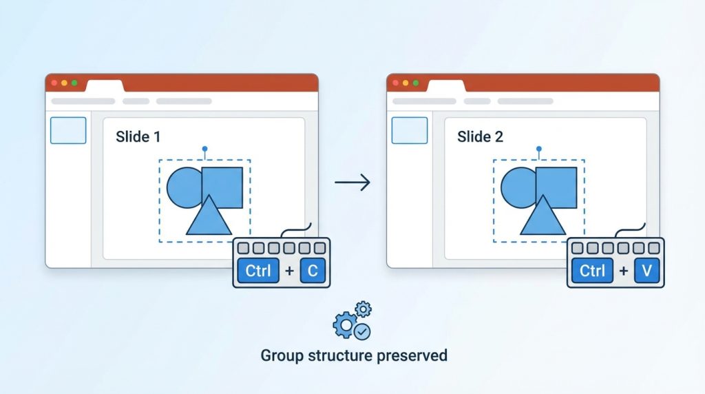 PowerPoint’te Gruplama ve Grup Çözme ile Hızlı Düzenleme 5 Grupladığım nesneleri farklı slaytlara kopyalayabilir miyim?