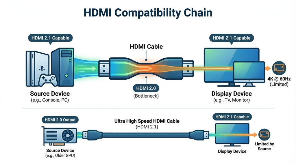 HDMI sürümleri neyi değiştirir? 3 HDMI Kablosu ve Cihaz Uyumluluğu