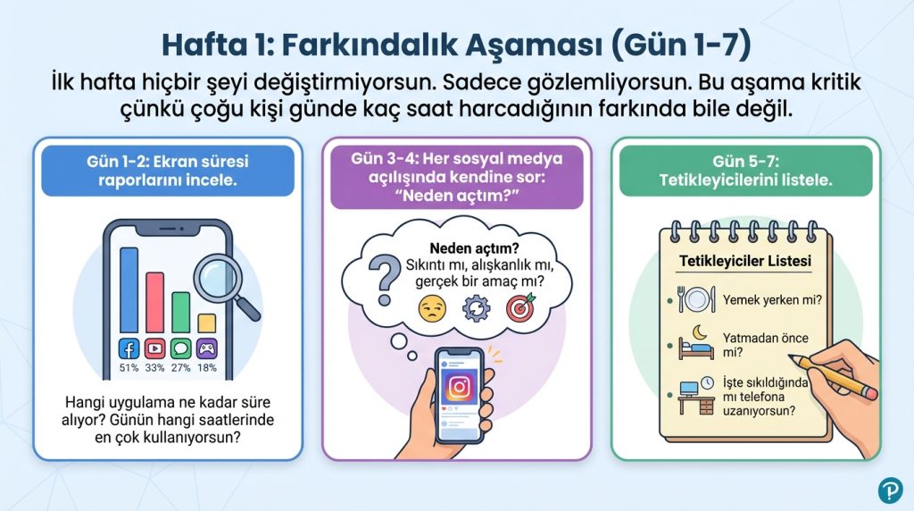 Hafta 1: Farkındalık Aşaması (Gün 1-7)