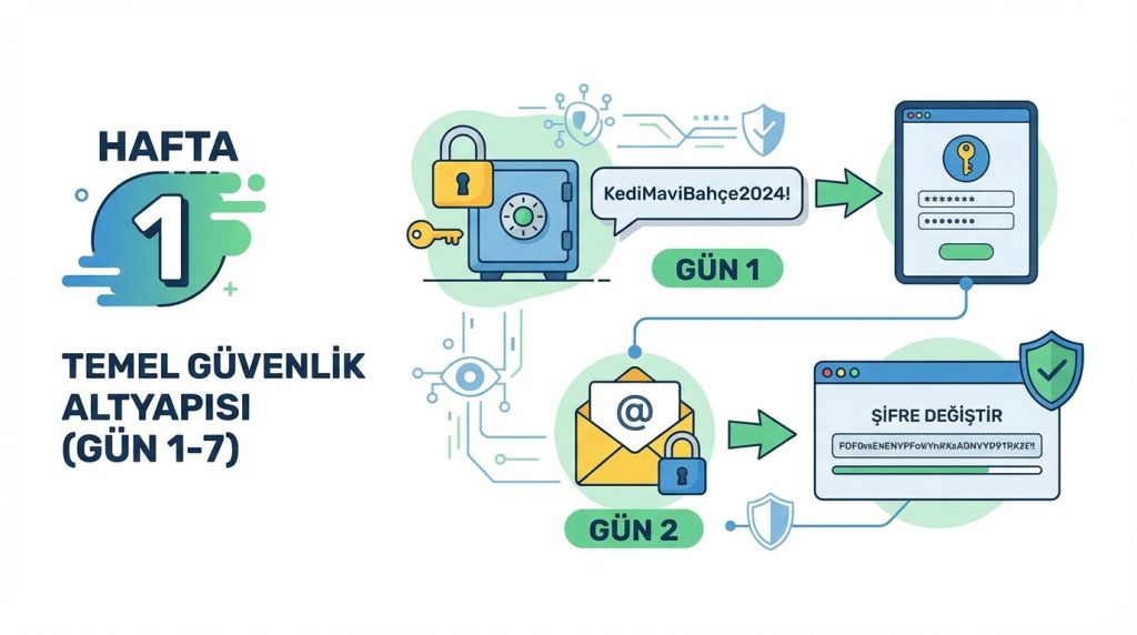Dijital gizlilik için 30 günlük alışkanlık planı 2 Hafta 1: Temel Güvenlik Altyapısı (Gün 1-7)