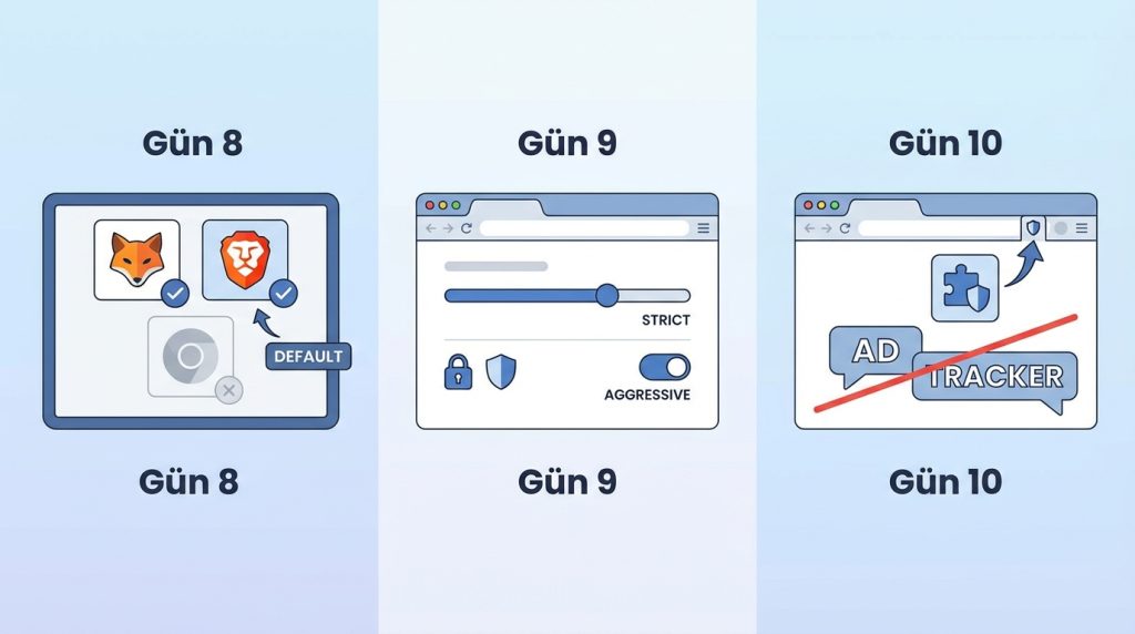 Dijital gizlilik için 30 günlük alışkanlık planı 3 Hafta 2: Tarayıcı ve İzleme Koruması (Gün 8-14)