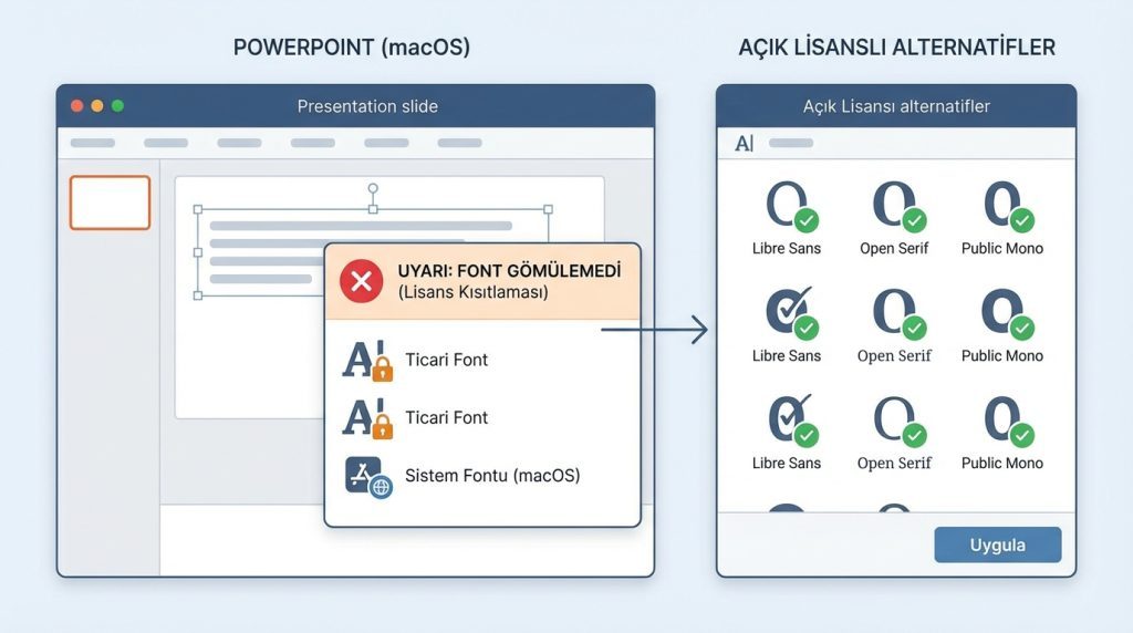 PowerPoint’te Sunumu Paylaşırken Font Sorunu Yaşamamak 5 Hangi fontlar gömülemez?