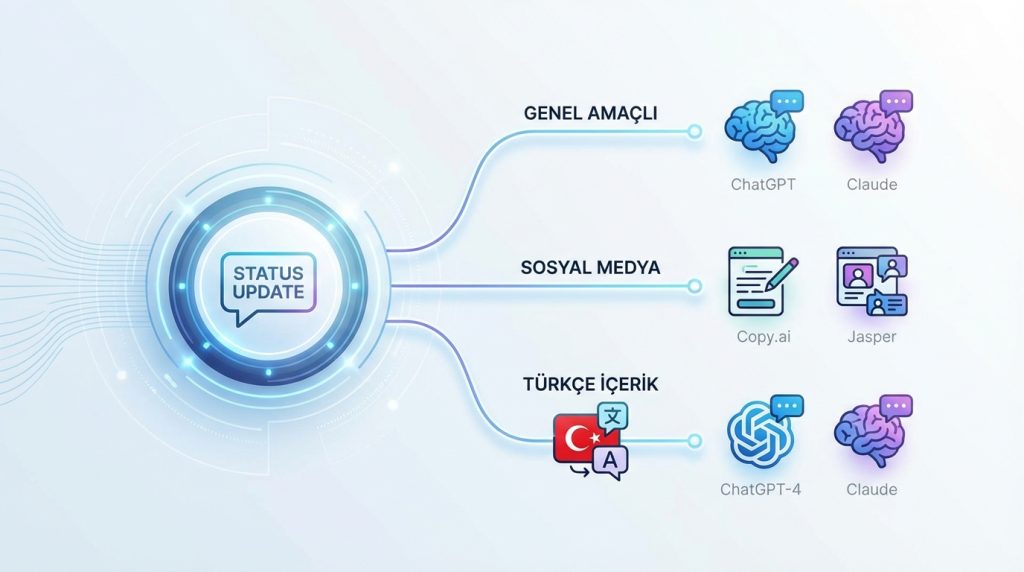 Yapay Zekâ ile Durum Güncellemesi Status Update Yazma 4 Hangi yapay zekâ aracı status update için en uygun?