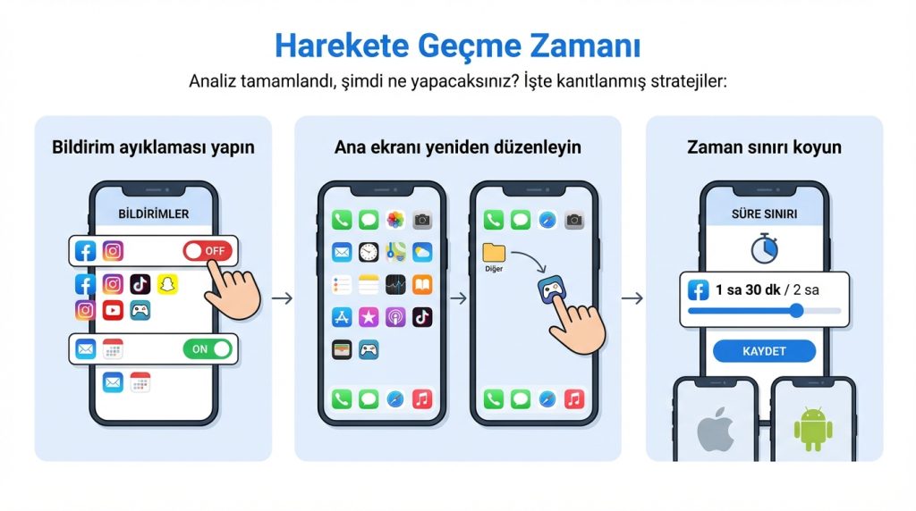 Dikkat dağıtıcı uygulamaları belirleme: 7 günlük basit analiz 4 Harekete Geçme Zamanı