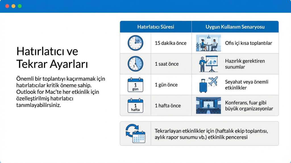Hatırlatıcı ve Tekrar Ayarları