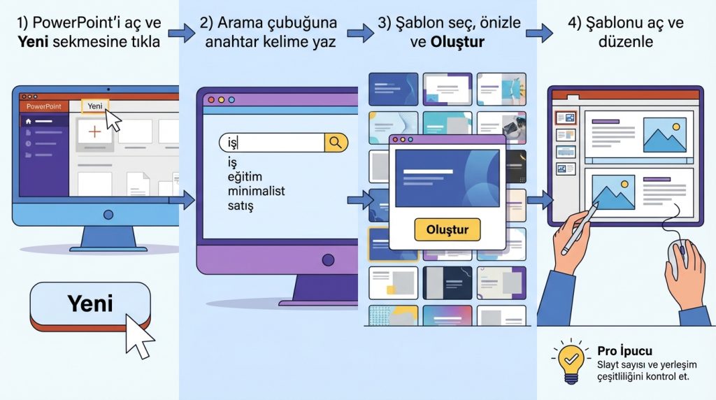 Hazır Şablon Seçme Adımları