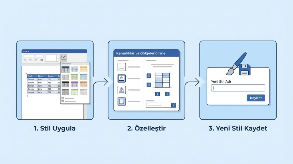 Hazır tablo stillerini özelleştirebilir miyim?