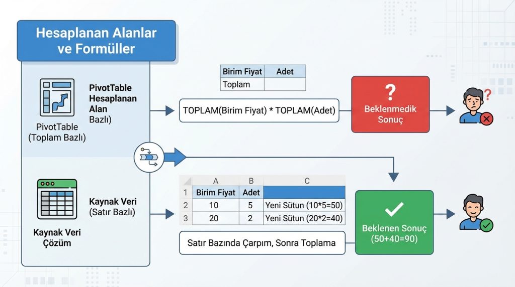 Hesaplanan Alanlar ve Formüller