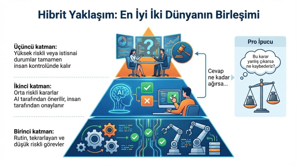 Kısmi otomasyon ile tam otomasyon arasındaki doğru dengeyi kurma 3 Hibrit Yaklaşım: En İyi İki Dünyanın Birleşimi