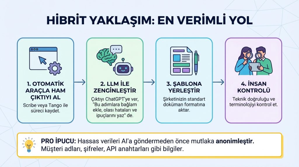 Yapay Zekâ ile Süreç Dokümantasyonu Hazırlama 3 Hibrit Yaklaşım: En Verimli Yol