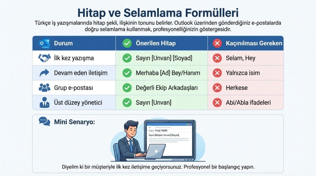 Outlook’ta E-posta Görgü Kuralları Netiket Rehberi 2 Hitap ve Selamlama Formülleri