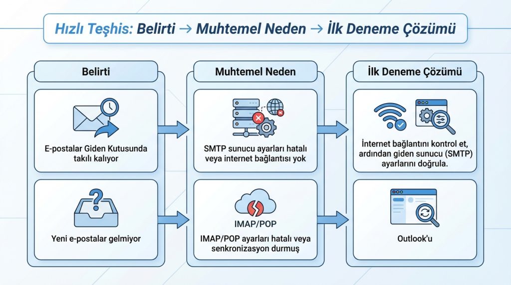 Hızlı Teşhis: Belirti → Muhtemel Neden → İlk Deneme Çözümü