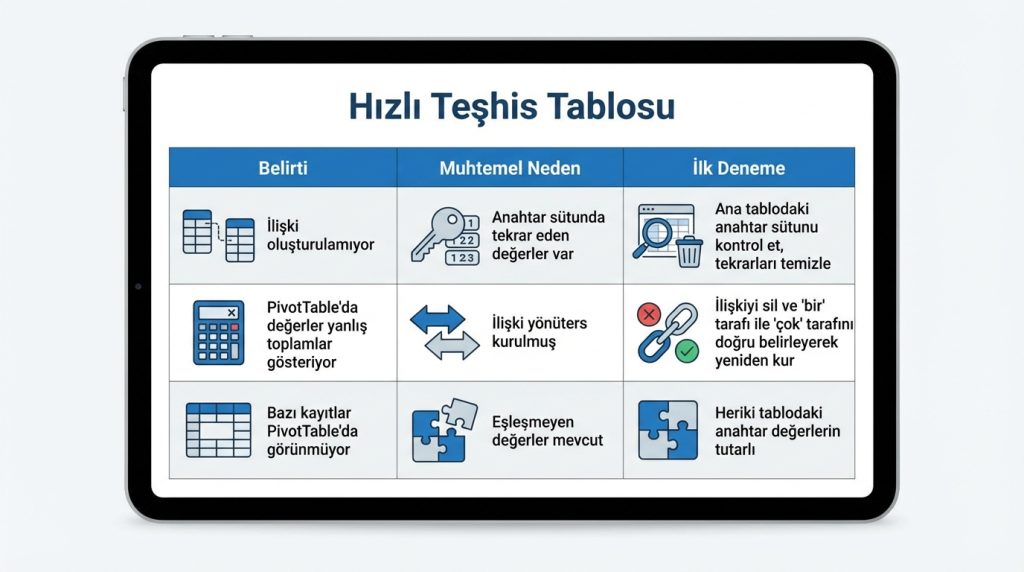 Hızlı Teşhis Tablosu