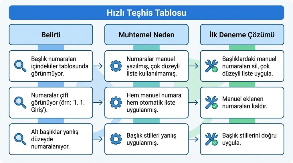 Hızlı Teşhis Tablosu