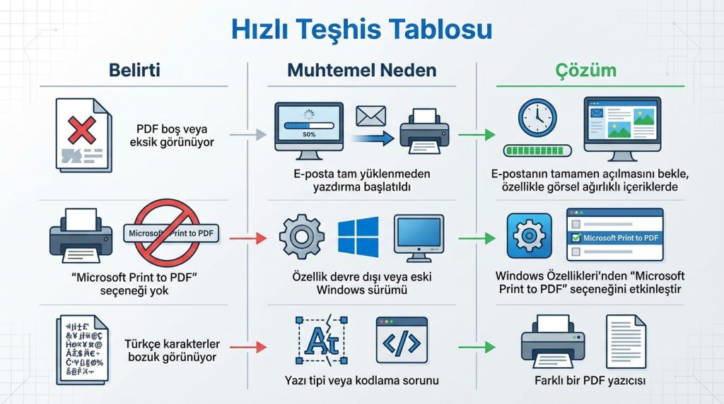 Hızlı Teşhis Tablosu