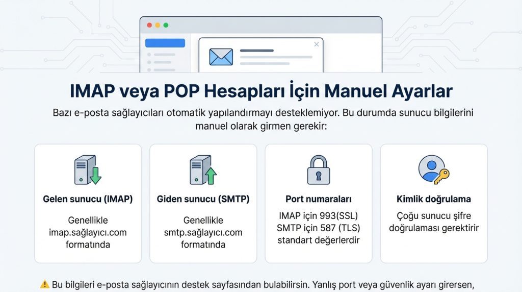 Outlook for Mac'te Hesap Kaldırma ve Yeniden Ekleme Güvenli Yol 3 IMAP veya POP Hesapları İçin Manuel Ayarlar
